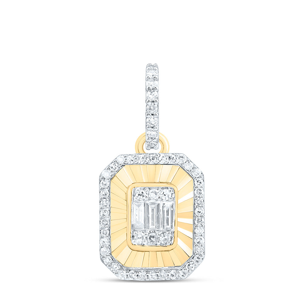 14k Gold 1/4 CTW-Natural Diamond Fashion Emerald Pendant