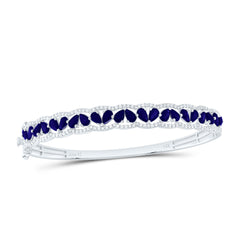 14k Gold 7/8 CTW-Natural Diamond 6 1/4 Ct-Ps-Bs Natural Gemstone Bangle (65X55MM)