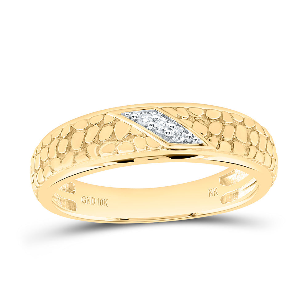 10k Gold 1/20 CTW-Natural Diamond Nugget Mens Band