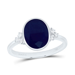 18k Gold 1/8 CTW-Natural Diamond Elite 10X8MM-Ov-Bs Natural Gemstone Oval Ring