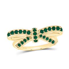 14k Gold 3/8 CTW-Em Natural Gemstone Bow Ring