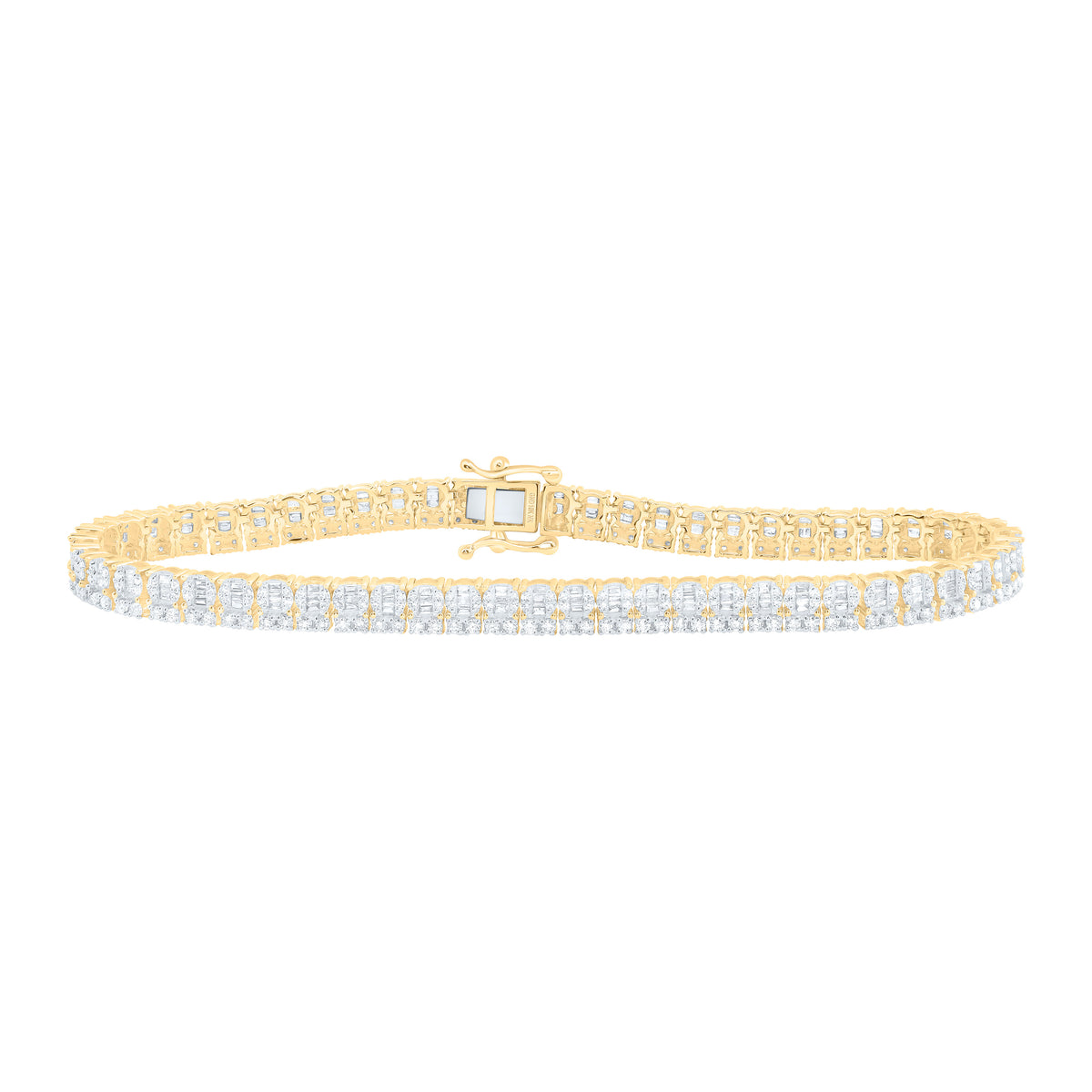 10k Gold 2 7/8 CTW-Natural Diamond Mens Bracelet (8 Inch )