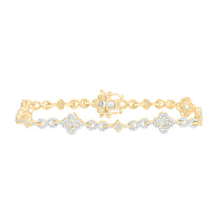 10k Gold 1 5/8 CTW-Natural Diamond Fashion Infinity Clover Bracelet (7 Inch )
