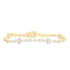 10k Gold 1 3/4 CTW-Natural Diamond Fashion Infinity Heart Bracelet (7 Inch )
