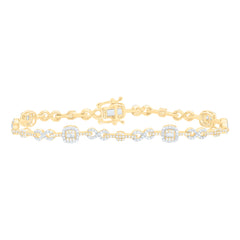 10k Gold 1 5/8 CTW-Natural Diamond Fashion Infinity Cushion Bracelet (7 Inch )