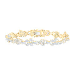 10k Gold 3 CTW-Natural Diamond Fashion Butterfly Heart Bracelet (7 Inch )