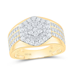 10k Gold 1 1/2 CTW-Natural Diamond Hexagon Mens Ring