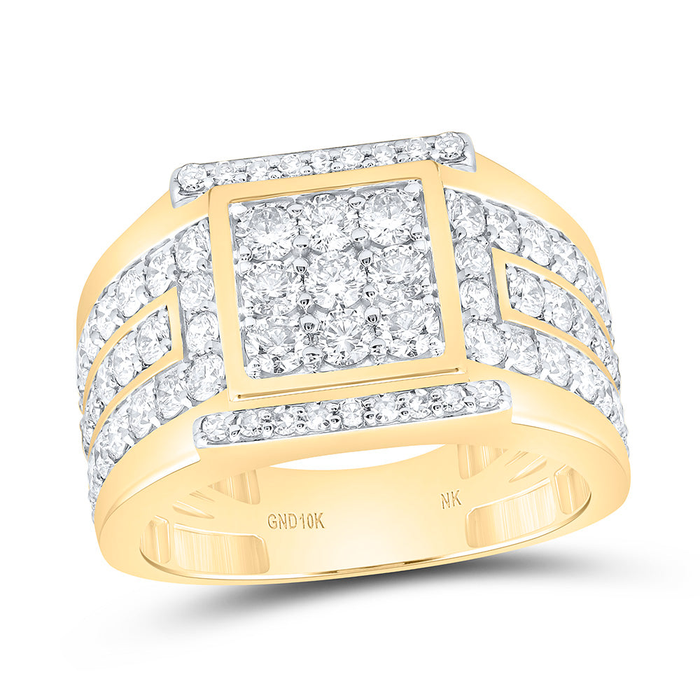 10k Gold 2 CTW-Natural Diamond Square Mens Ring
