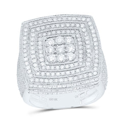 10k Gold 3 7/8 CTW-Natural Diamond Cushion Mens Ring