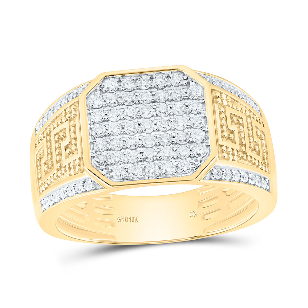 10k Gold 5/8 CTW-Natural Diamond Octagon Mens Ring