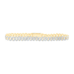 10k Gold 3 1/3 CTW-Natural Diamond Cuban Mens Bracelet (8 Inch )