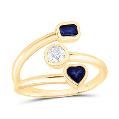 14k Gold 1/4 Ct-Crd Natural Diamond 1/3 Ct-Ht-Bs, 1/4 Ct-Em-Bs Natural Gemstone Ring