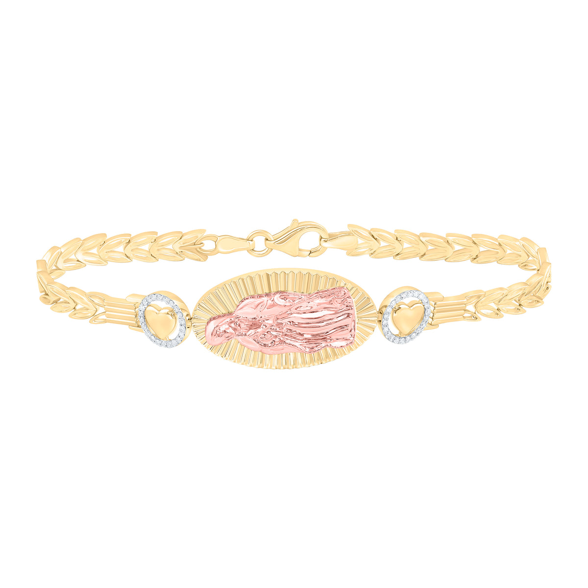 10k Gold 1/5 CTW-Natural Diamond Fashion Virgin Mary Bracelet (7 Inch )