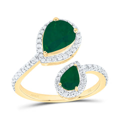 14k Gold 3/8 CTW-Natural Diamond 6X4Mm, 8.5X.5MM Ps-Em Natural Gemstone Fashion Ring