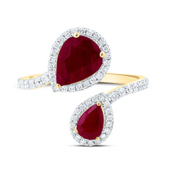 14k Gold 3/8 CTW-Natural Diamond 6X4Mm, 8.5X.5MM Ps-Ru Natural Gemstone Fashion Ring