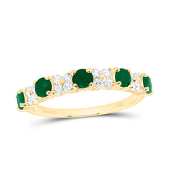 14k Gold 1/3 CTW-Natural Diamond 5/8 Ct Rd-Em, Natural Gemstone Ring