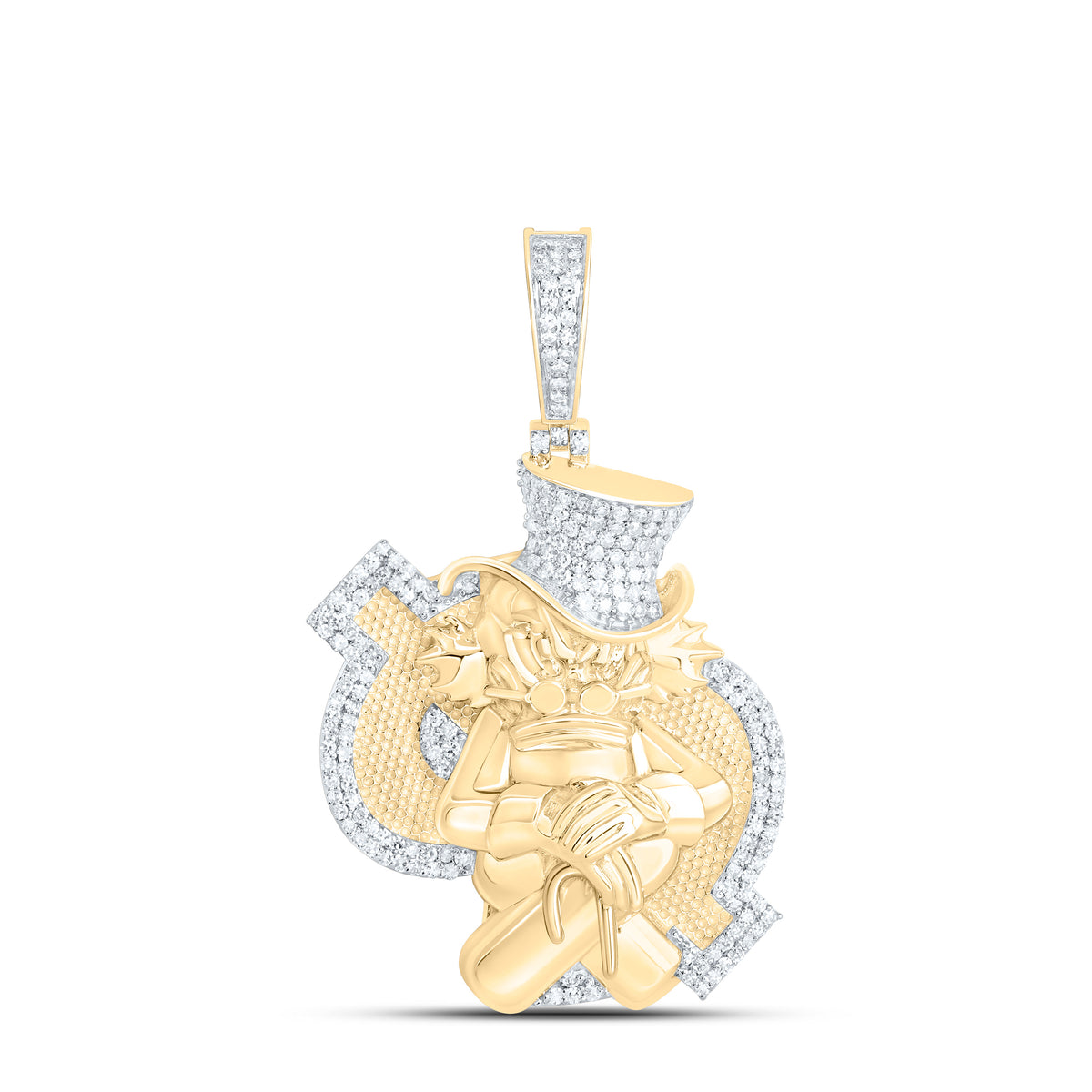 10k Gold 3/4 CTW-Natural Diamond Dollar Mens Charm