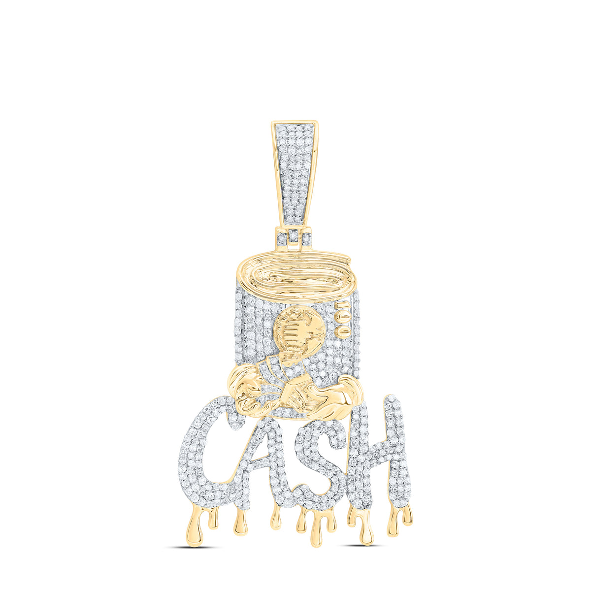 10k Gold 1 CTW-Natural Diamond Cash Mens Charm