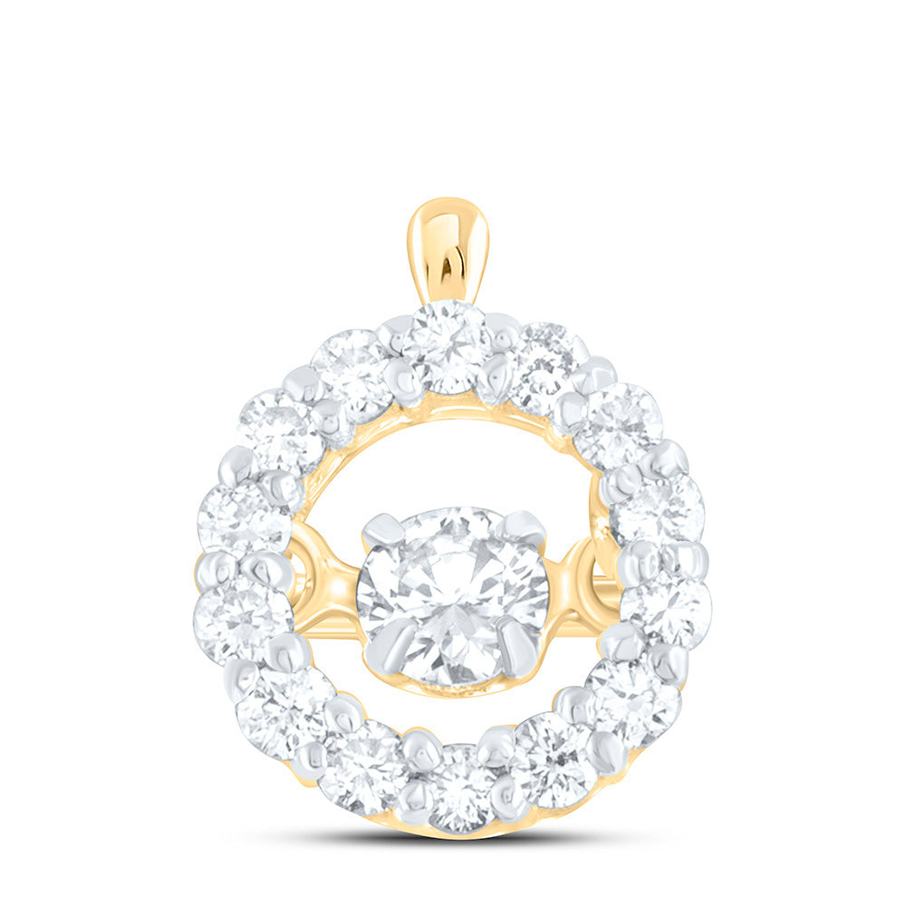 14k Gold 1/4 CTW-Natural Diamond Twile Fashion Round Pendant
