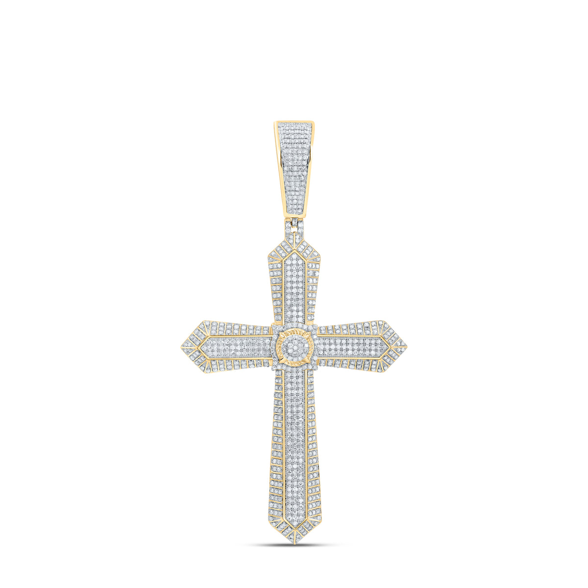 10k Gold 2 CTW-Natural Diamond Cross Men'S Charm