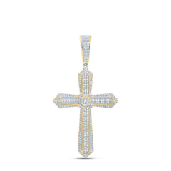 10k Gold 2 CTW-Natural Diamond Cross Men'S Charm