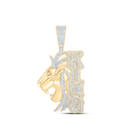 10k Gold 2 1/5 CTW-Natural Diamond Lion "King" Mens Charm