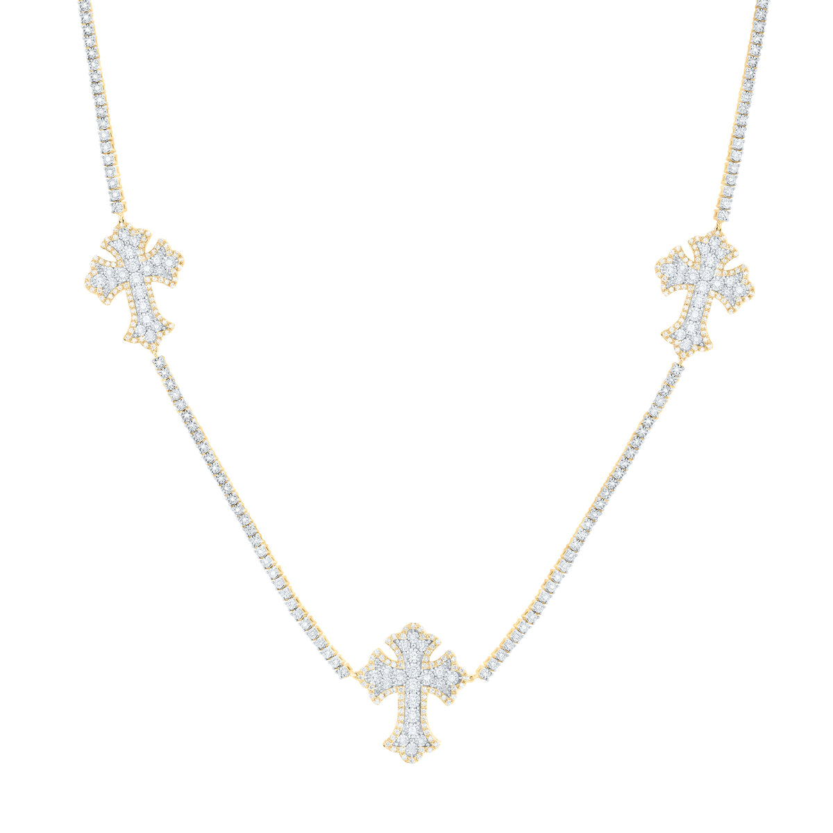 10k Gold 1 1/2 CTW-Natural Diamond Fashion Cross Chain (20 Inch )