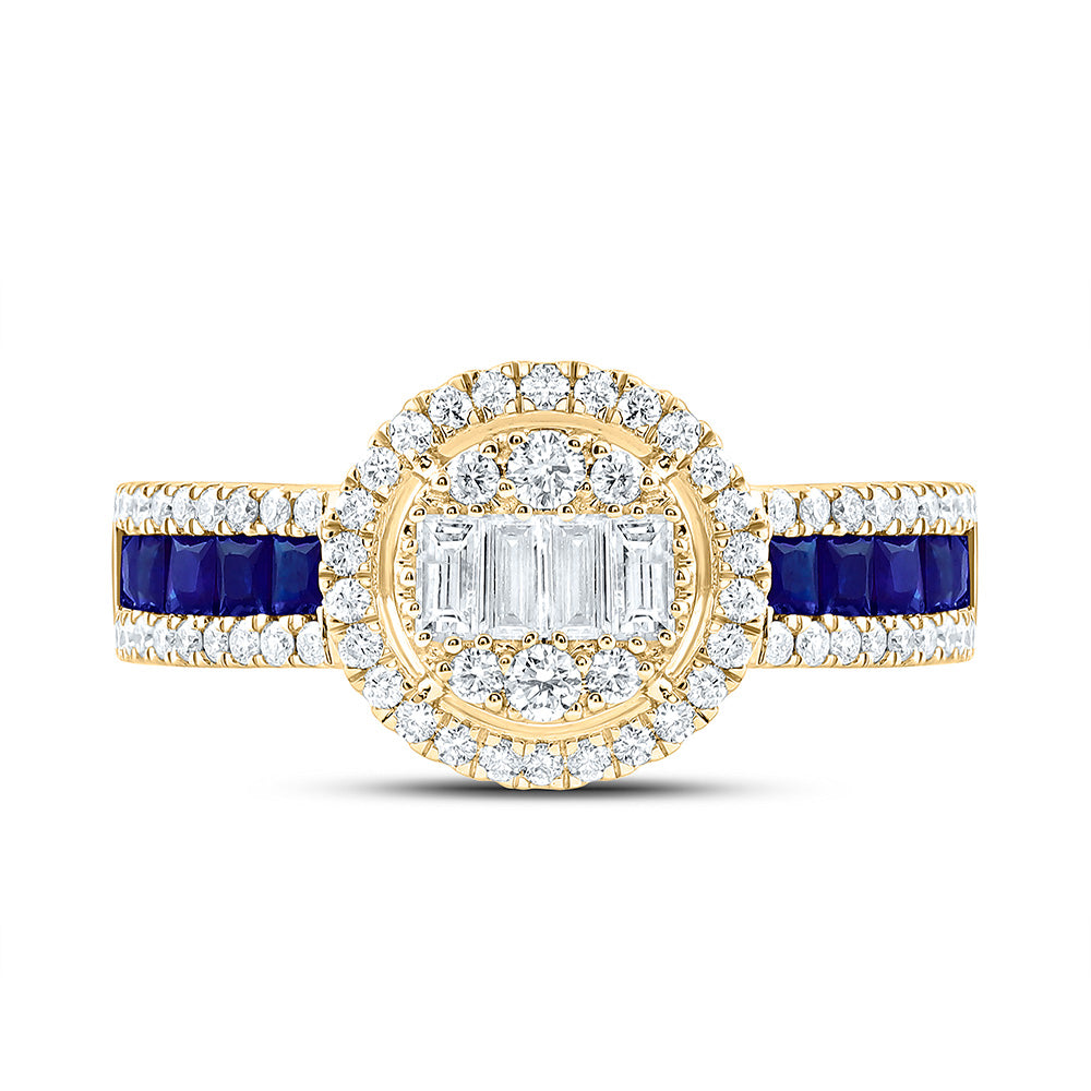 14k Gold 5/8 CTW-Natural Diamond 3/4 Ct-Pr-Bs Natural Gemstone Round Ring