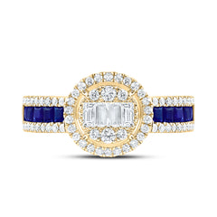 14k Gold 5/8 CTW-Natural Diamond 3/4 Ct-Pr-Bs Natural Gemstone Round Ring
