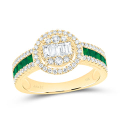 14k Gold 5/8 CTW-Natural Diamond 1/2 Ct-Pr-Em Natural Gemstone Round Ring