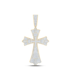10k Gold 3 1/3 CTW-Natural Diamond Fashion Cross Men Charm