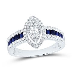 14k Gold 3/8 CTW-Natural Diamond 5/8 Ct-Pr-Bs Natural Gemstone Marquise Ring