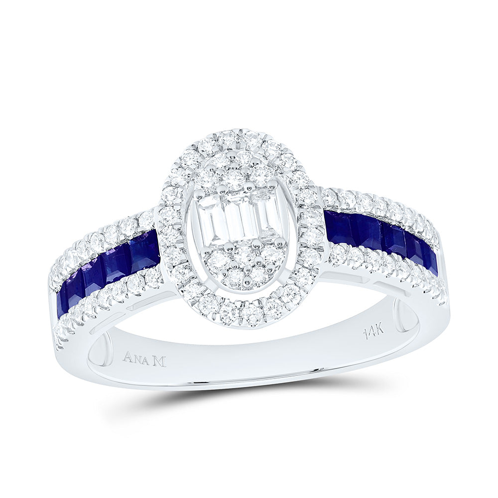 14k Gold 1/2 CTW-Natural Diamond 5/8 Ct-Pr-Bs Natural Gemstone Oval Ring