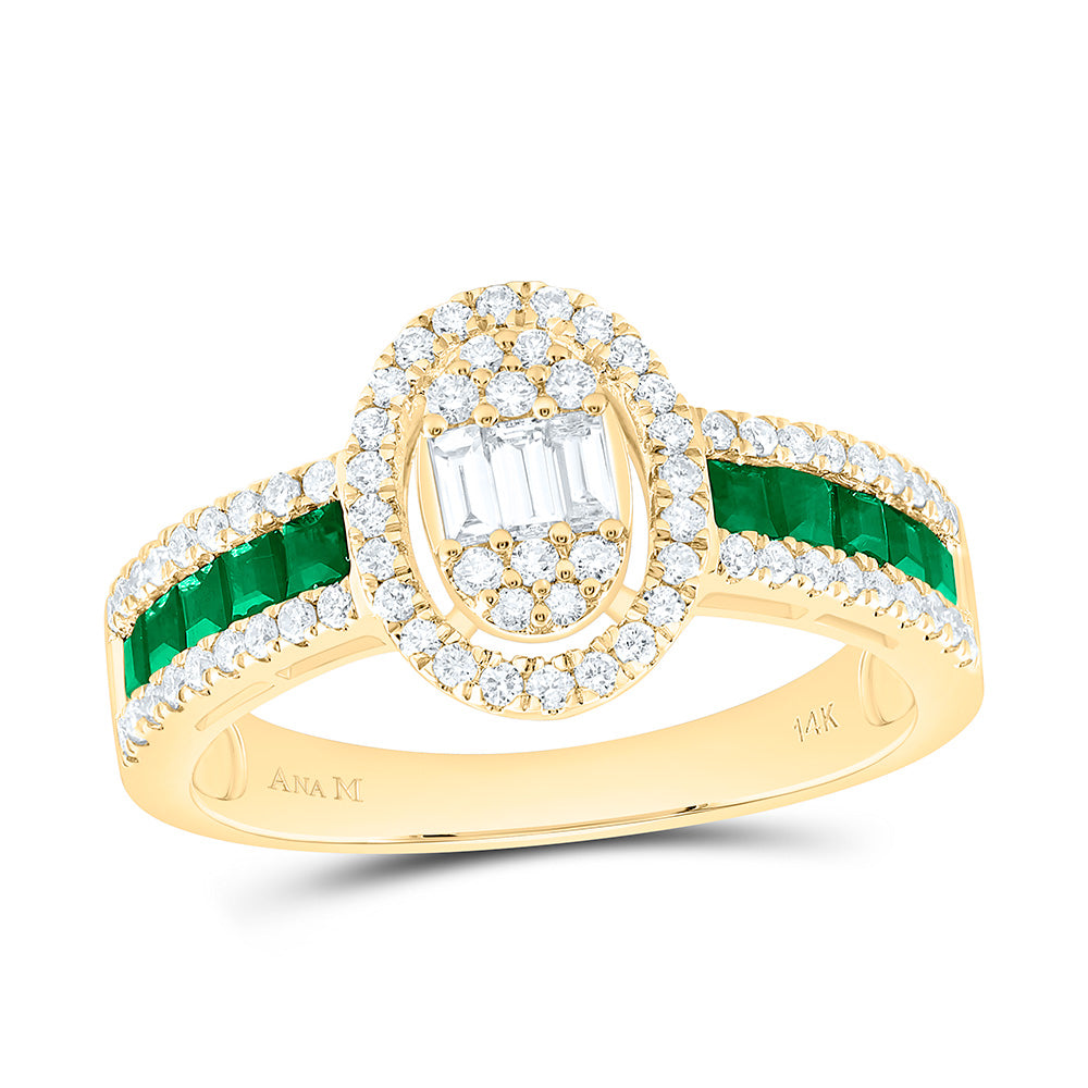 14k Gold 1/2 CTW-Natural Diamond 1/2 Ct-Pr-Em Natural Gemstone Oval Ring
