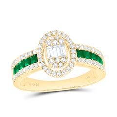 14k Gold 1/2 CTW-Natural Diamond 1/2 Ct-Pr-Em Natural Gemstone Oval Ring