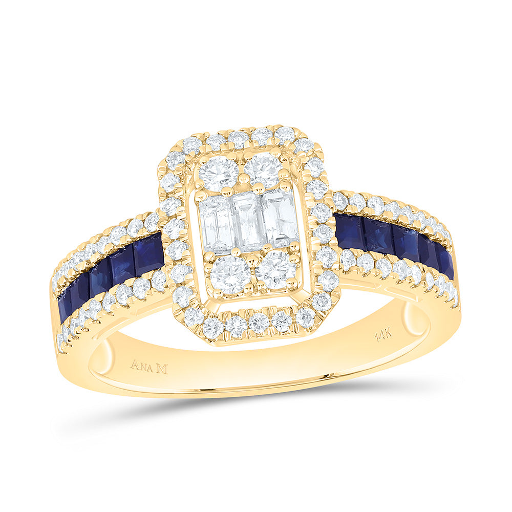14k Gold 5/8 CTW-Natural Diamond 1/2 Ct-Pr-Bs Natural Gemstone Emerald Ring