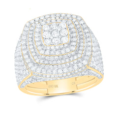 10k Gold 3 1/2 CTW-Natural Diamond Cushion Mens Ring