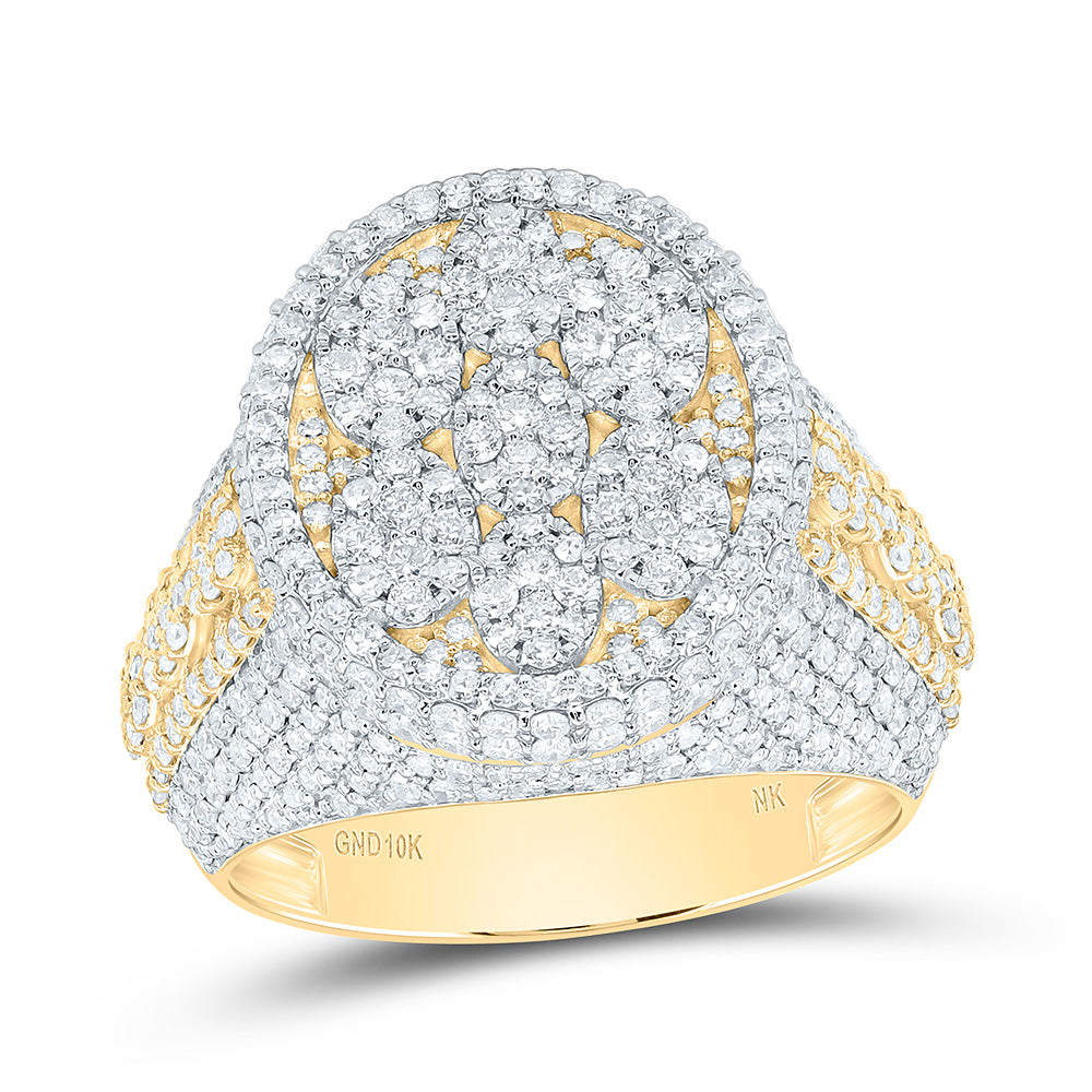 10k Gold 2 3/4 CTW-Natural Diamond Oval Mens Ring