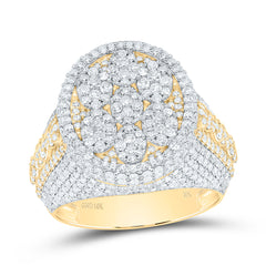 10k Gold 2 3/4 CTW-Natural Diamond Oval Mens Ring