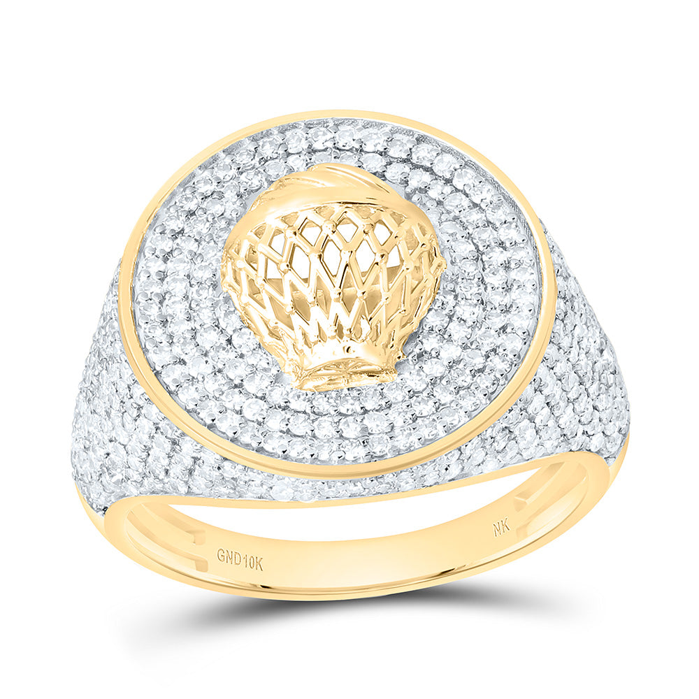10k Gold 1 1/2 CTW-Natural Diamond Basketbal Mens Ring