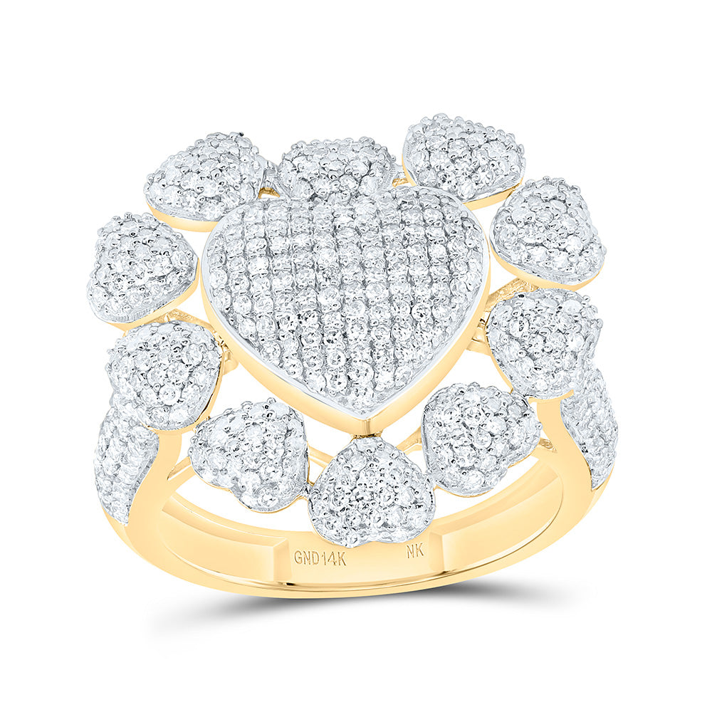 14k Gold 1 1/3 CTW-Natural Diamond Fashion Heart Ring