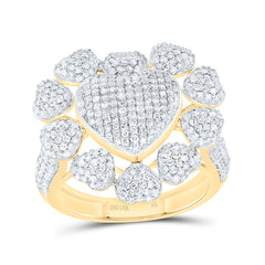 14k Gold 1 1/3 CTW-Natural Diamond Fashion Heart Ring