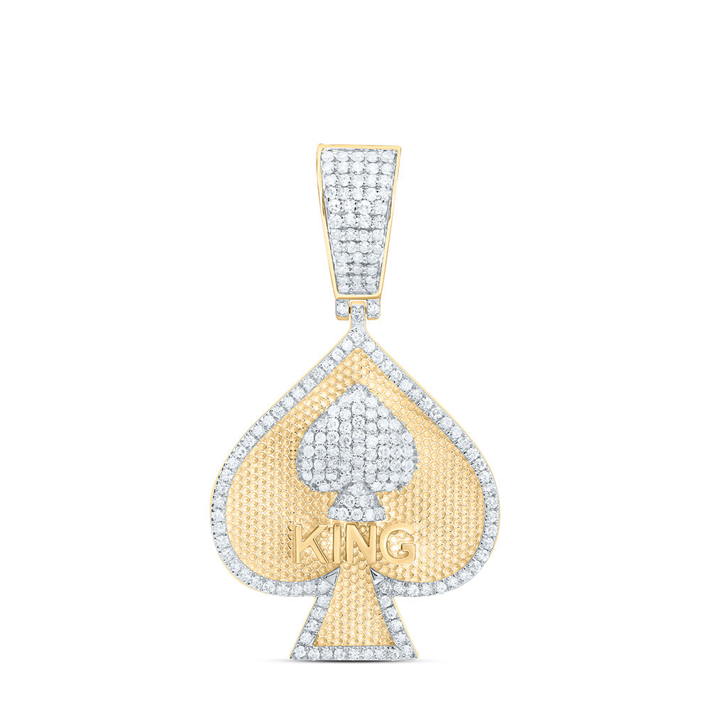 10k Gold 1/2 CTW-Natural Diamond King Spades Mens Charm