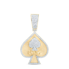 10k Gold 1/2 CTW-Natural Diamond King Spades Mens Charm