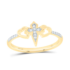 10k Gold 1/12 CTW-Natural Diamond Gift Heart Cross Ring