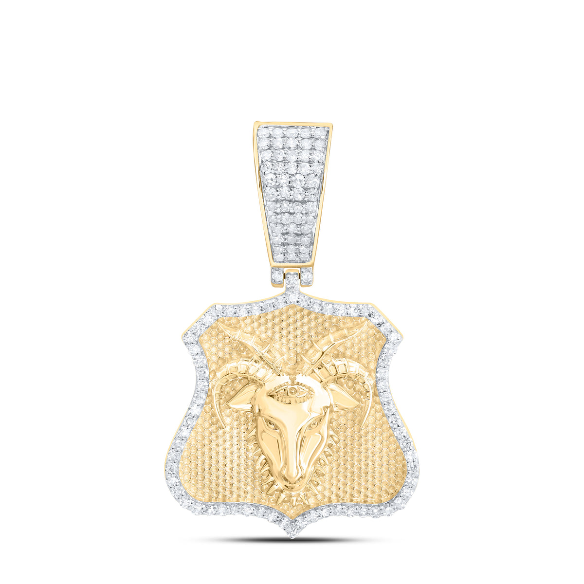 10k Gold 3/8 CTW-Natural Diamond Goat Mens Charm