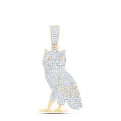 10k Gold 1 CTW-Natural Diamond Owl Mens Charm
