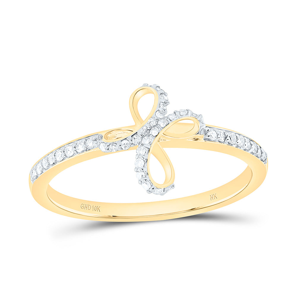 10k Gold 1/8 CTW-Natural Diamond Gift Cross Ring