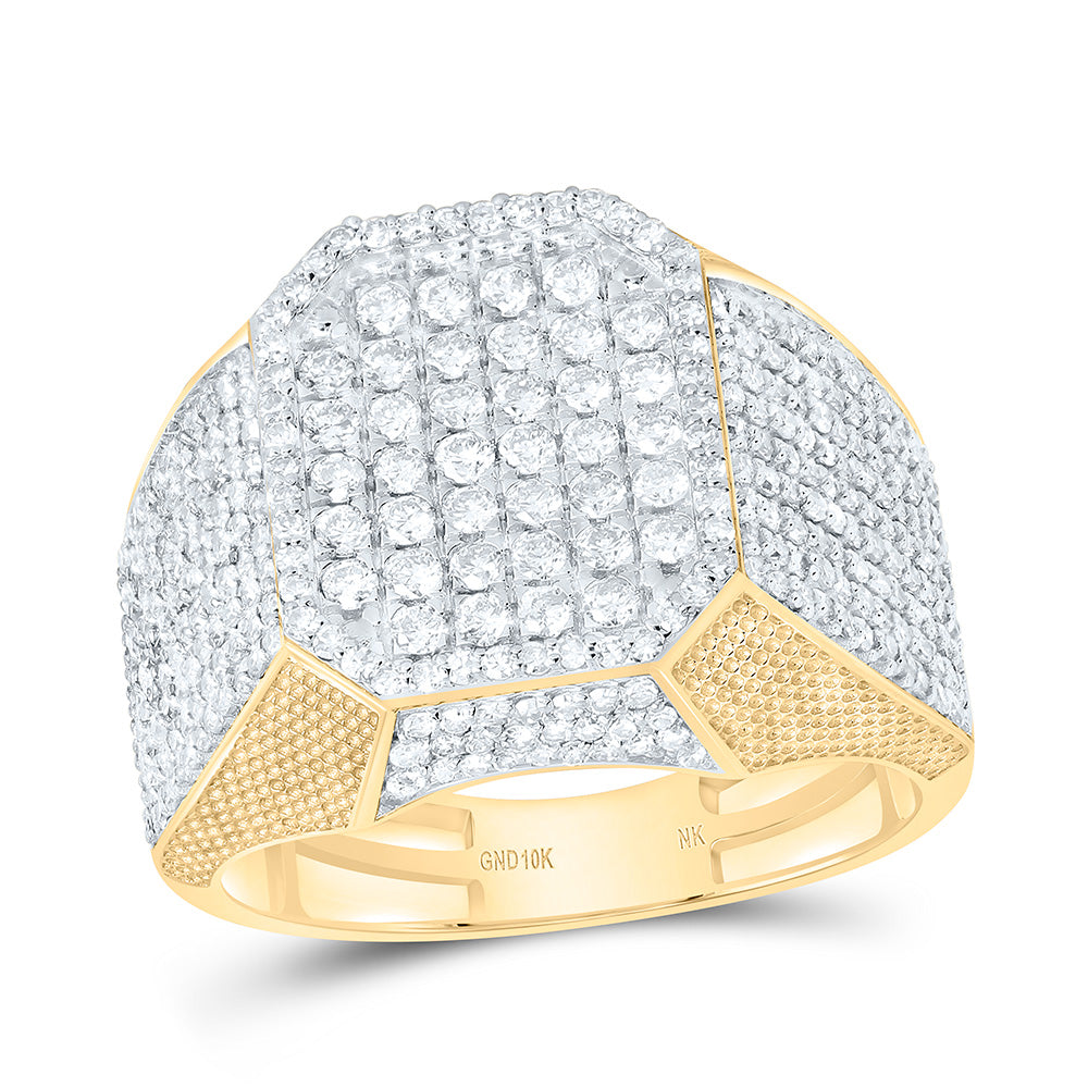 10k Gold 1 7/8 CTW-Natural Diamond Emerald Mens Ring