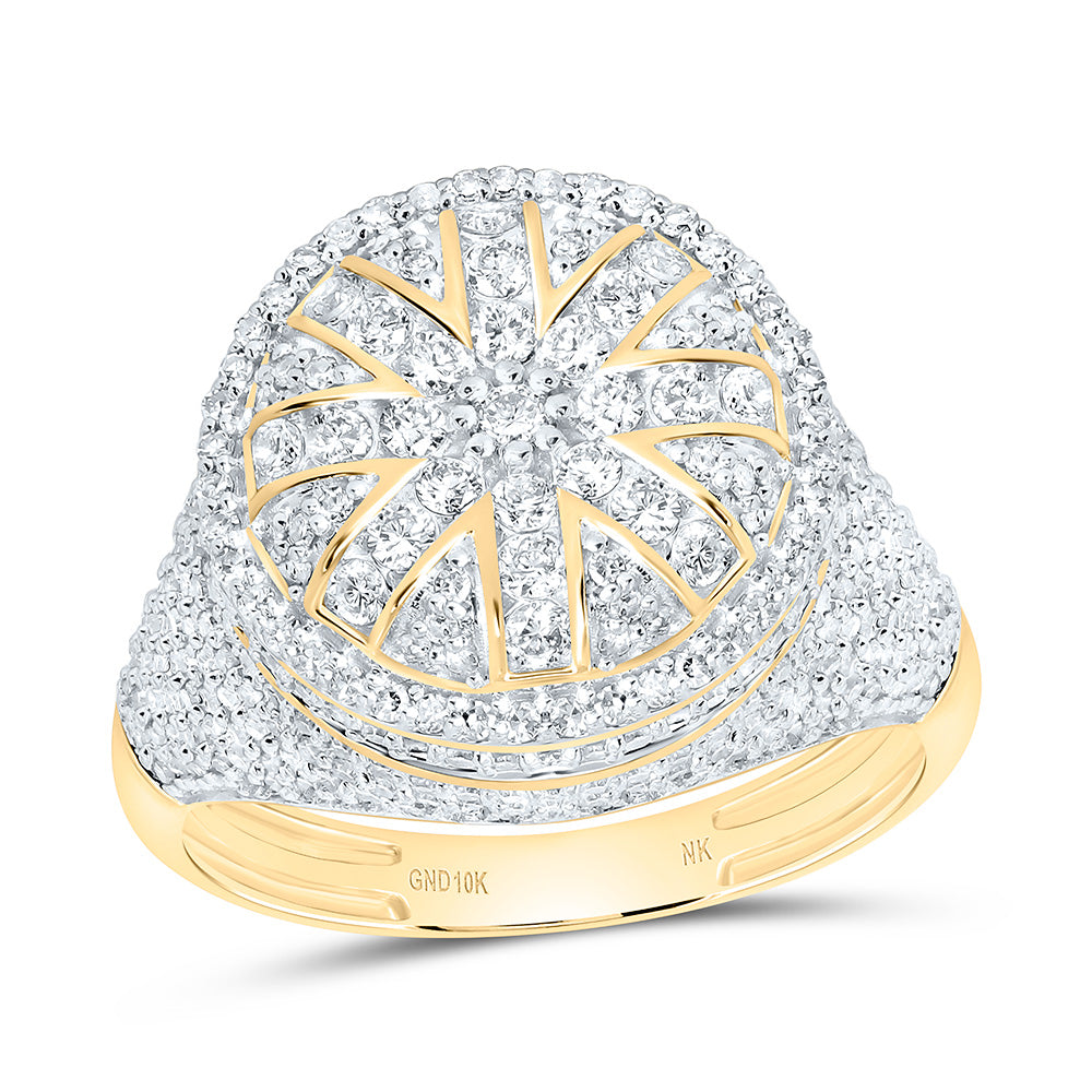 10k Gold 1 1/2 CTW-Natural Diamond Round Men'S Ring